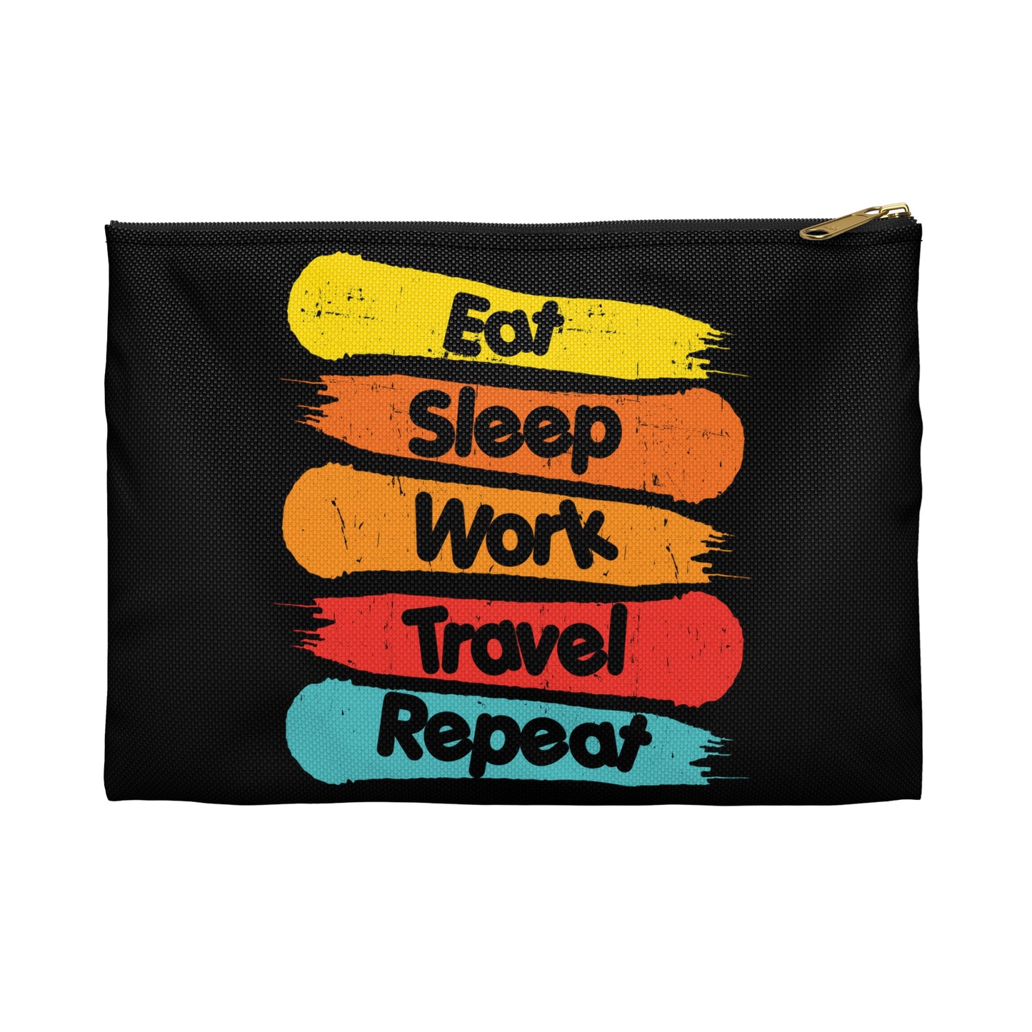 Travel-Friendly Accessory Pouches for Versatile Organization (EAT, SLEEP, WORK, TRAVEL, REPEAT)