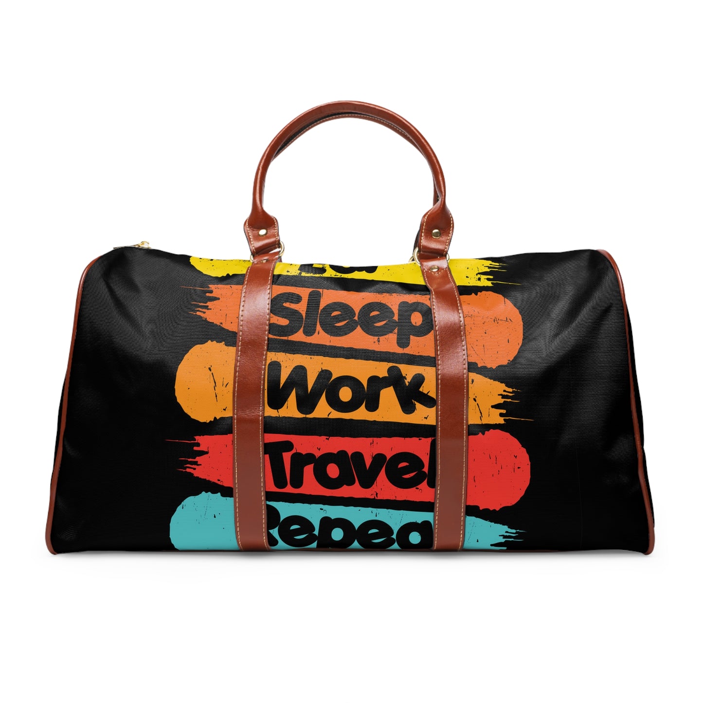 Adventure-Ready: Waterproof Travel Bag with Inspiring Quotes and Stylish Designs (EAT, SLEEP, WORK, TRAVEL, REPEAT)