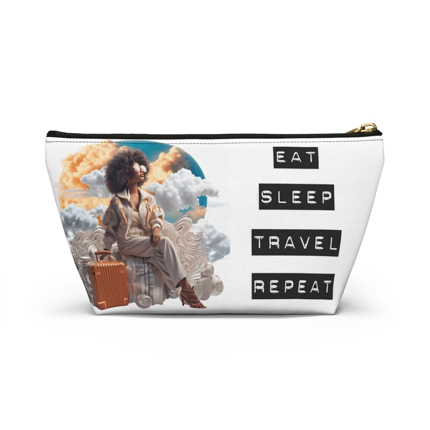 Travel-Ready Accessory Pouch with Inspiring Designs (EAT, SLEEP, TRAVEL, REPEAT)