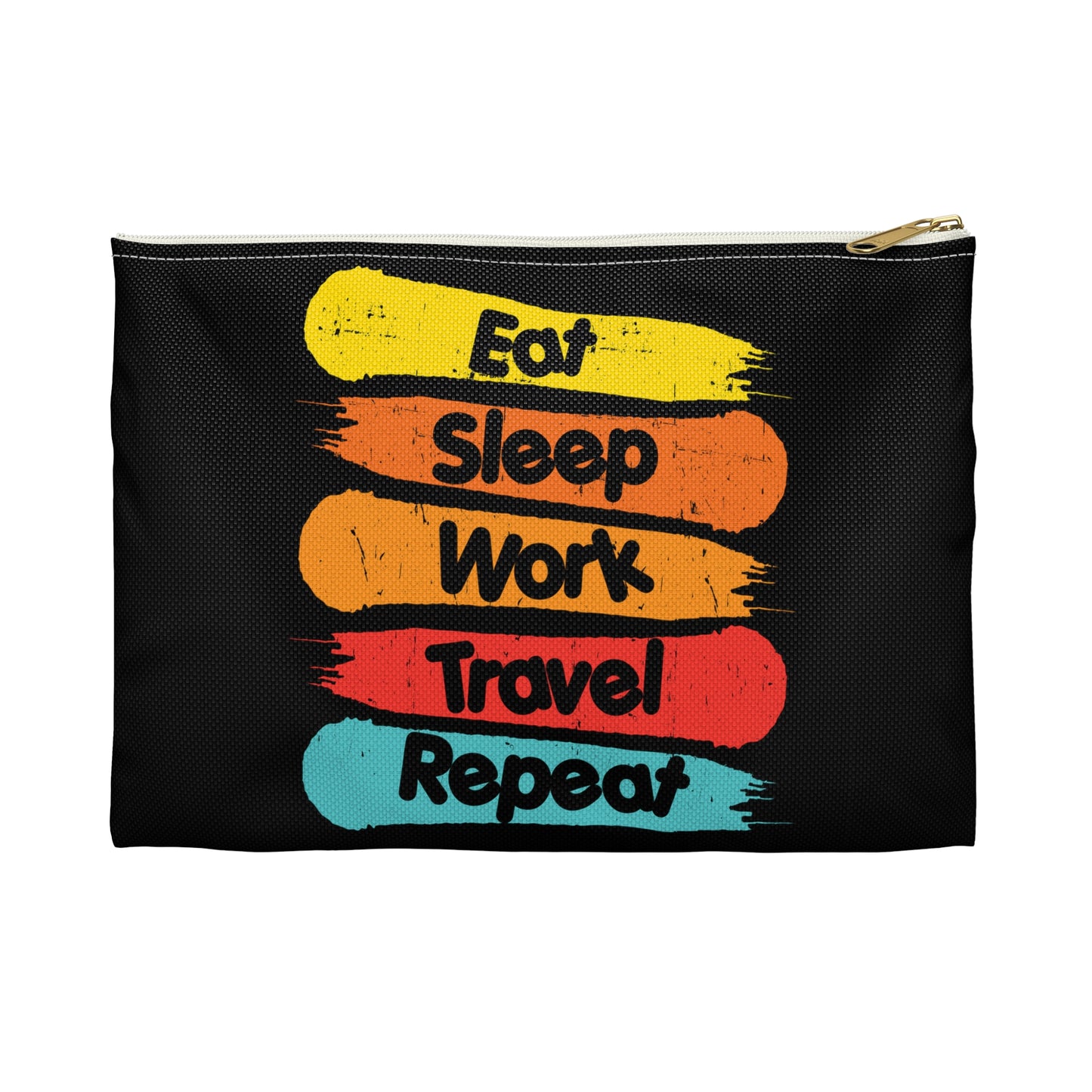 Travel-Friendly Accessory Pouches for Versatile Organization (EAT, SLEEP, WORK, TRAVEL, REPEAT)
